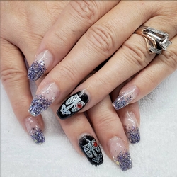 Skeleton theme painted nails by Stormy Akes